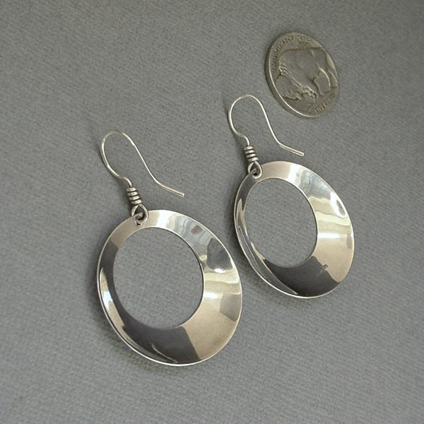 Vintage STERLING Silver MODERNIST Hoop Earrings Hallmarked c.1970's - Years After