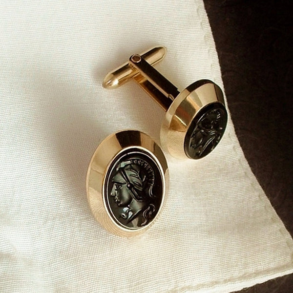 Vintage Signed KREMENTZ Roman Intaglio Tuxedo CUFFLINKS - Years After