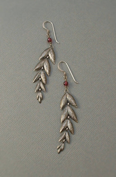 Vintage Amethyst STERLING Willow LEAF Earrings Articulated Leaves - Years After