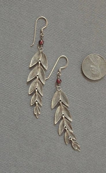 Vintage Amethyst STERLING Willow LEAF Earrings Articulated Leaves - Years After