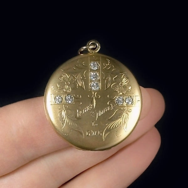 Antique Victorian Paste LOCKET Gold Insert FRAMES Old Photos - Years After