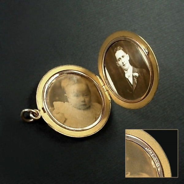 Antique Victorian Paste LOCKET Gold Insert FRAMES Old Photos - Years After