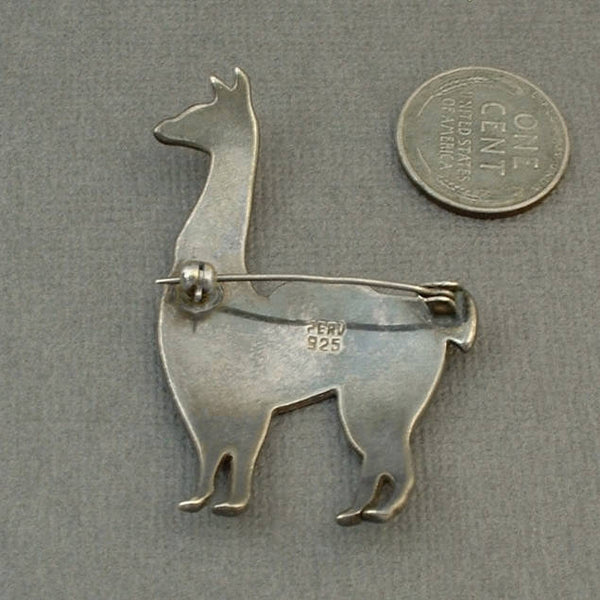 Vintage PERUVIAN Sterling LLAMA Brooch Signed Peru - Years After