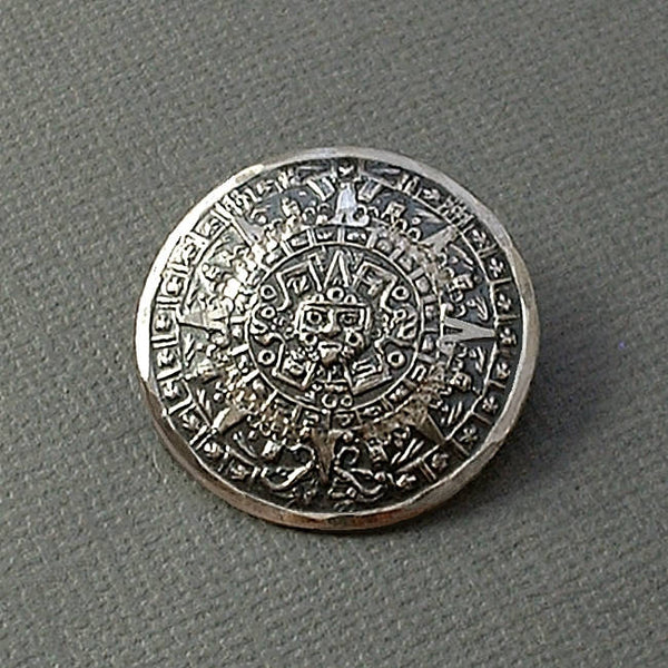 Vintage Mexican STERLING Silver MAYAN Calendar Brooch - Years After