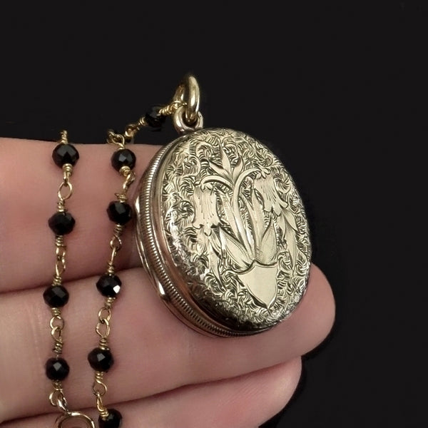 Antique VICTORIAN Locket MOURNING Jewelry FOUR Photo Glass Covers - Years After