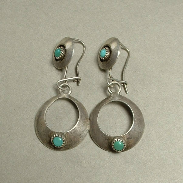 Vintage Native American OLD PAWN Turquoise EARRINGS Navajo Sterling - Years After