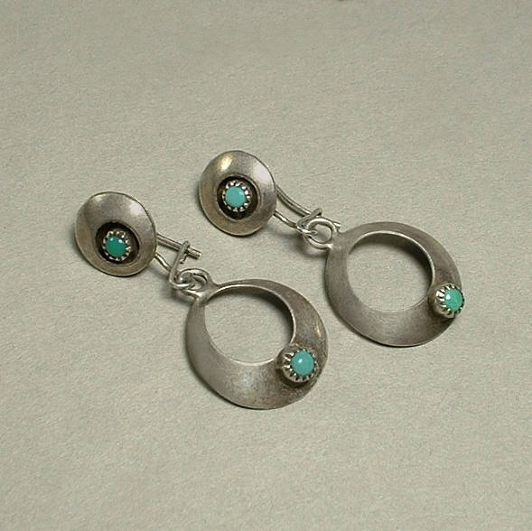 Vintage Native American OLD PAWN Turquoise EARRINGS Navajo Sterling - Years After