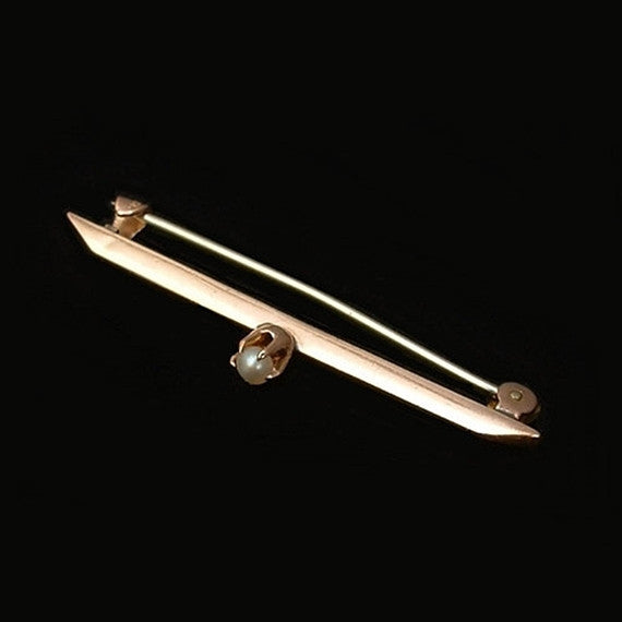 9KT Rose GOLD Antique Victorian PEARL Brooch Pin CLAW Prongs Hallmarked c.1900s - Years After