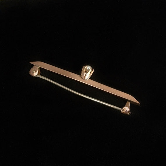 9KT Rose GOLD Antique Victorian PEARL Brooch Pin CLAW Prongs Hallmarked c.1900s - Years After
