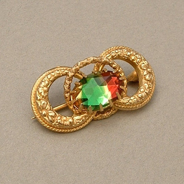 VICTORIAN Antique LOVE KNOT Brooch Watermelon Rainbow Glass c.1900's - Years After - 1