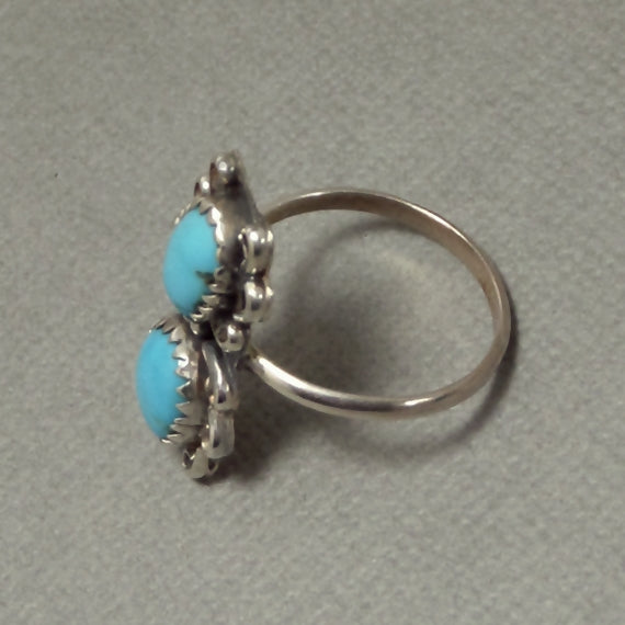 HARRISON YAZZIE Vintage Navajo Double Turquoise RING Native American - Years After