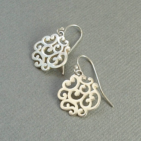 Vintage STERLING Silver Filigree Scroll Drop EARRINGS - Years After