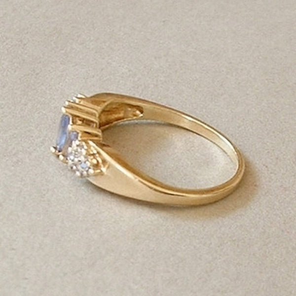 ESTATE Vintage 10K Gold Tanzanite Diamond RING Hallmarked Size 6 - Years After