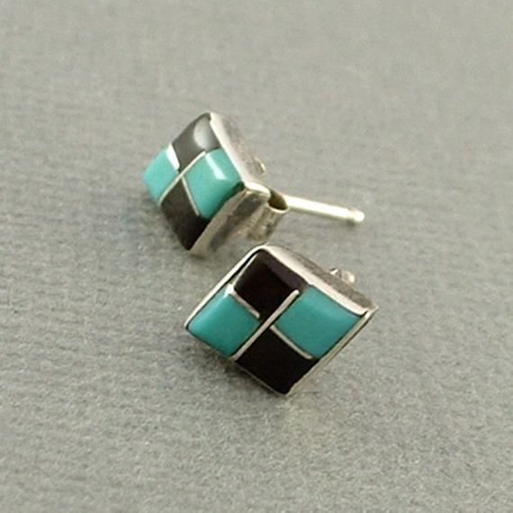 Vintage Native American ZUNI Turquoise Stud EARRINGS - Years After