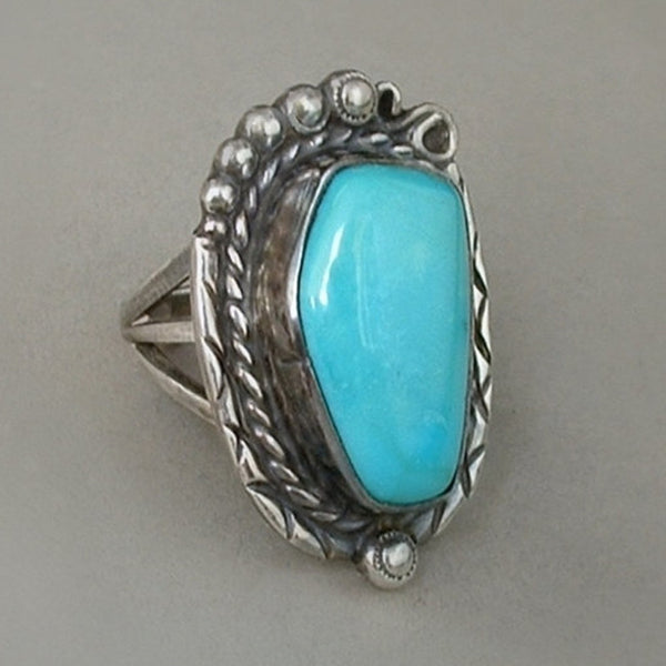 Vintage NATIVE American Sleeping Beauty TURQUOISE Ring Sterling Signed c.1970s - Years After
