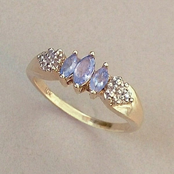 ESTATE Vintage 10K Gold Tanzanite Diamond RING Hallmarked Size 6 - Years After