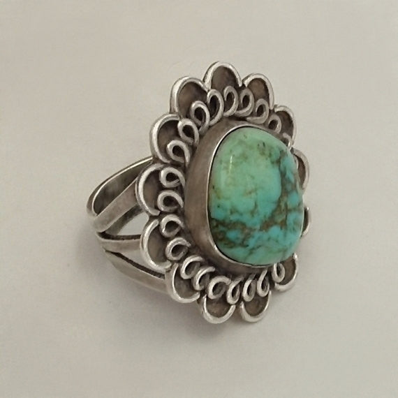 ADAKAI Old PAWN Native American Turquoise RING Navajo Sterling Signed - Years After