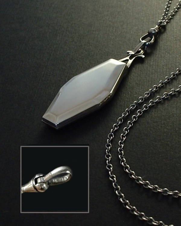 ART DECO Sterling Antique Chatelaine LOCKET Watch Chain W H Co
